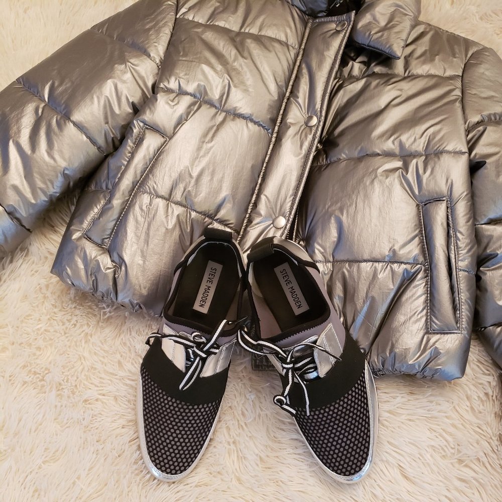 Silver Crop Puffer Jacket - Picture 6 of 9